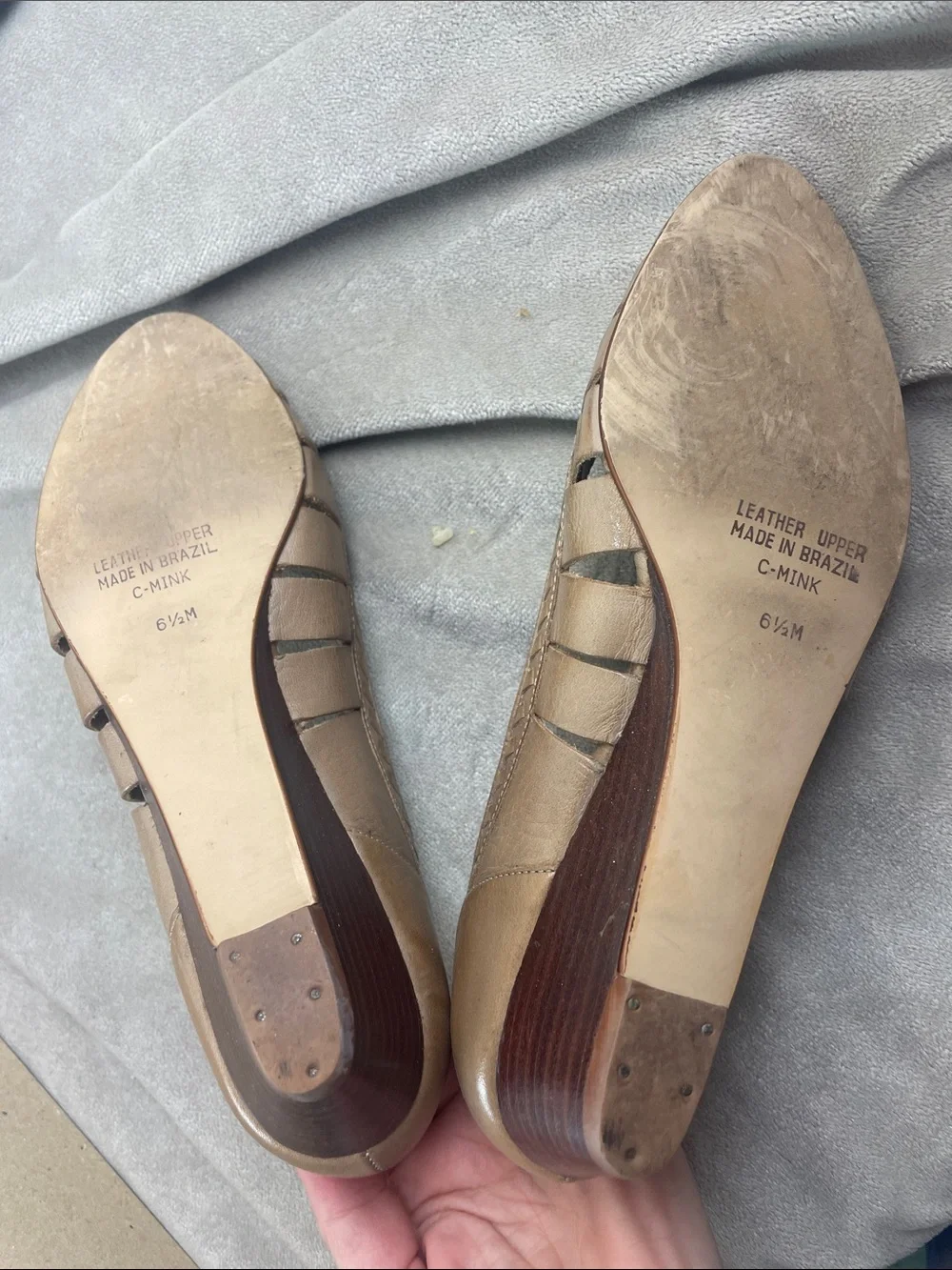 Calico Vintage Brazilian Leather Wedge Loafers Mink Tarragon